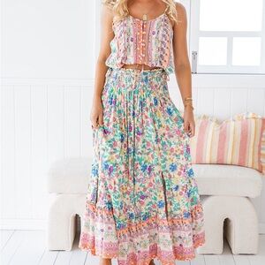 Boho Floral Maxi Skirt - Multicolor